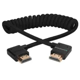 Kondor Blue Right-Angle Full HDMI 12"-24" Braided Coiled Cable - Black