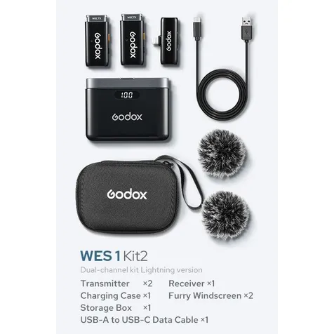 Godox WES1 Wireless Mic Kit x2 Transmiters,x1 Receiver