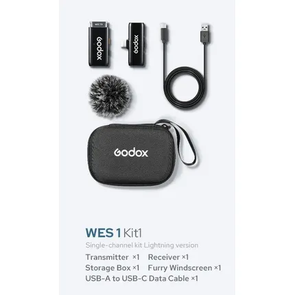 Godox WES1 Wireless Mic Kit x1 Transmiters,x1 Receiver