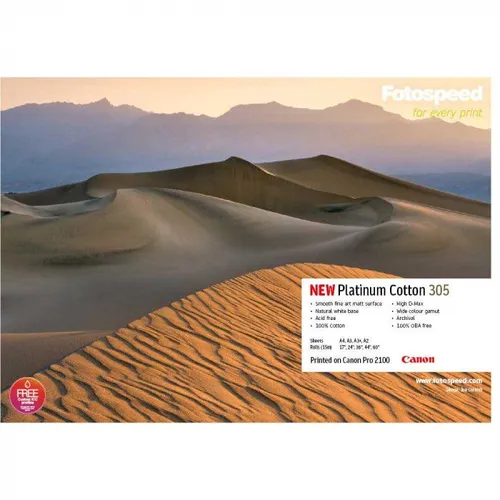 FotoSpeed Platinum Cotton 305 Inkjet Paper - 44" x 15m