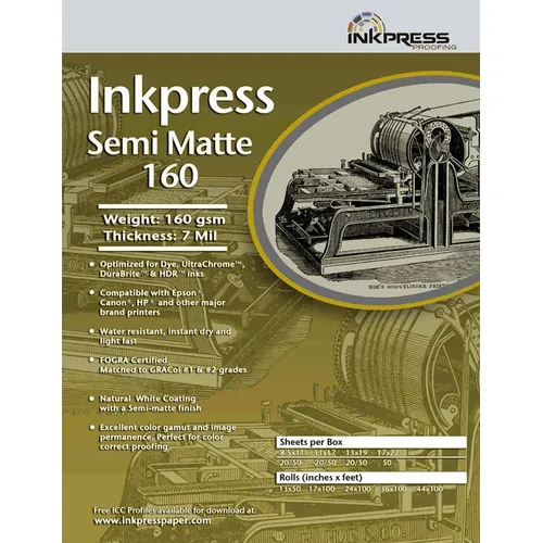 InkPress Semi Matte 160 44X100 Roll 160 GSM