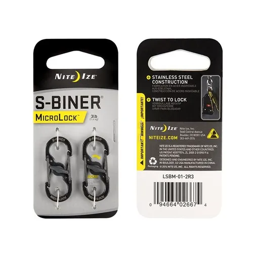 NiteIze MicroLock Steel S-Biner - 2-pk Black