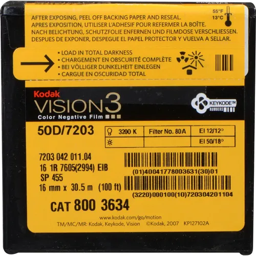 Kodak VISION3 50D Color Negative Film 7203 16mm Perforated One Edge