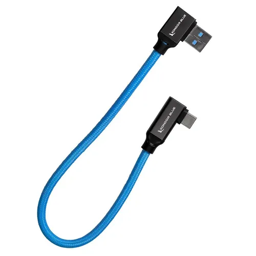 Kondor Blue 12" USB-C to USB-A Right Angle to Right Angle