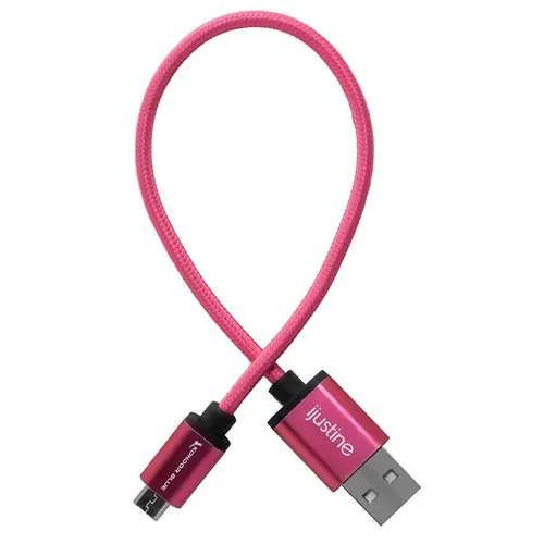 Kondor Blue iJustine Pink USB A to Micro USB Fast Charging Data Cable - 10"