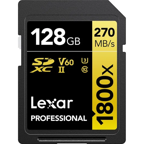 Lexar 128GB Professional 1800X SDXC UHS-II GOLD Series Memory Card