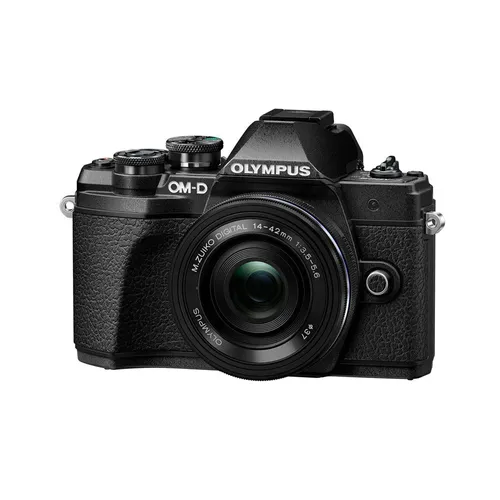 MegaGear MG1349 Étui Cuir Protection Olympus OM-D E-M10 Mark III (14-42mm) Blanc - Accès Batterie & Trépied