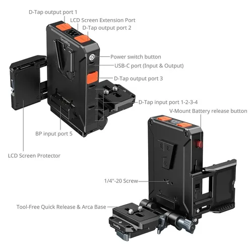 SmallRig Intelligent Power Management V-Mount Battery Plate - Arca Swiss