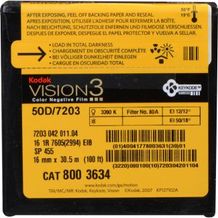 Kodak VISION3 50D Color Negative Film 7203 16mm Perforated One Edge