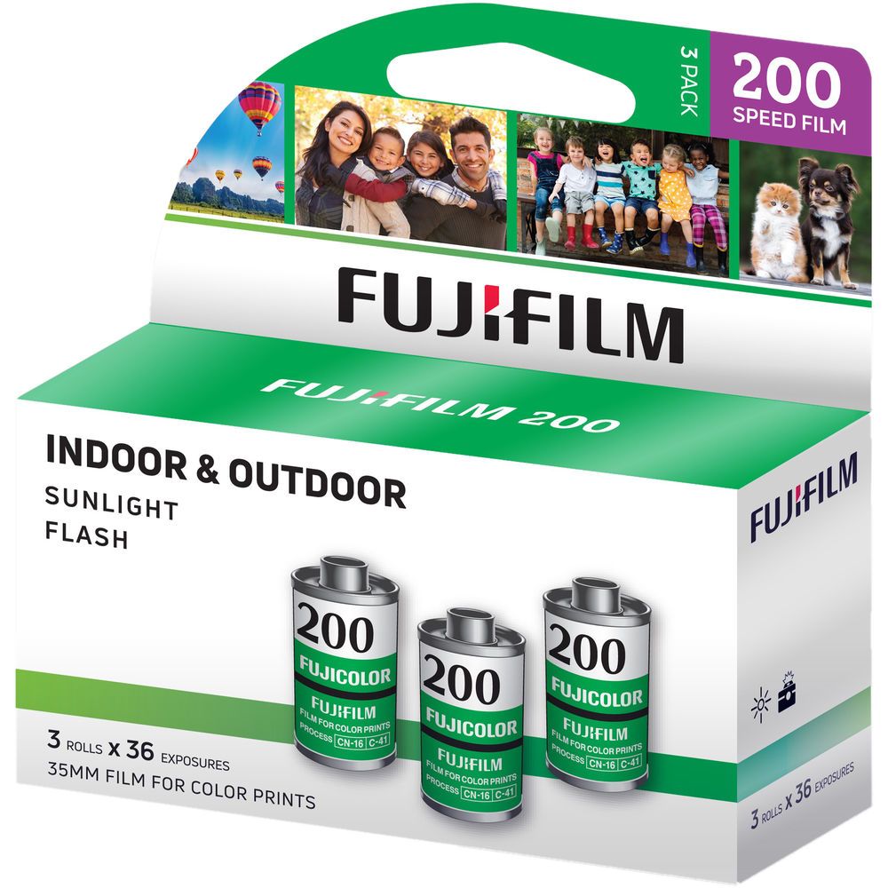 Fujifilm Fujicolor 200 Color Negative Film - 35mm Roll Film - 36 Exp - 3 Pack