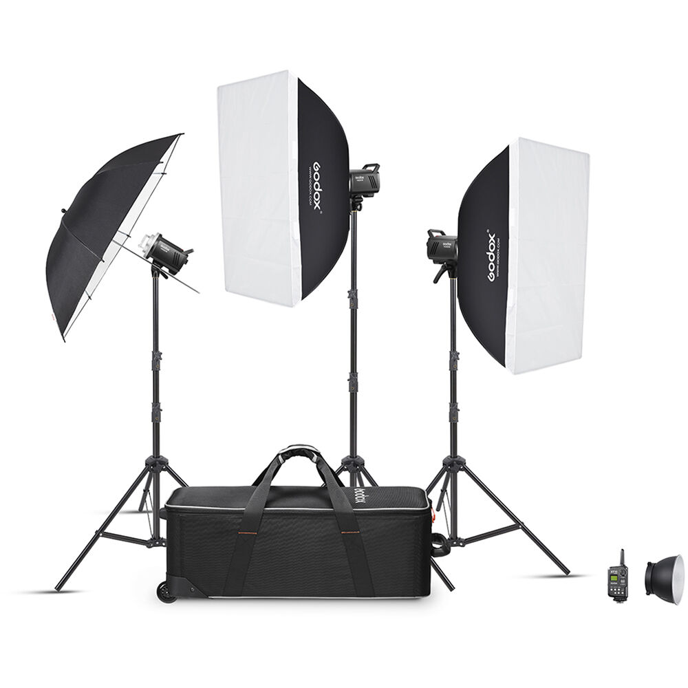 Open Godox MS300-V 3 Light Studio Flash Kit