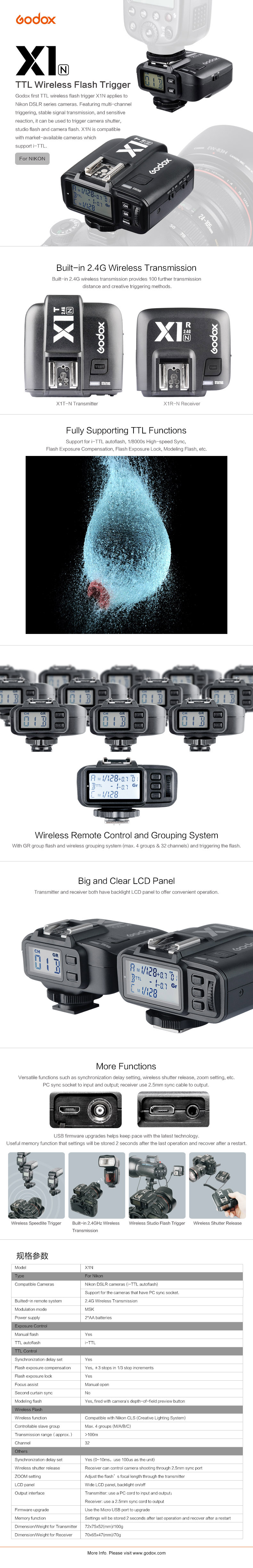 Ricevitore Wireless Godox X1R-N TTL Per Flash Nikon, Trigger 2.4GHz Con Sincro PC